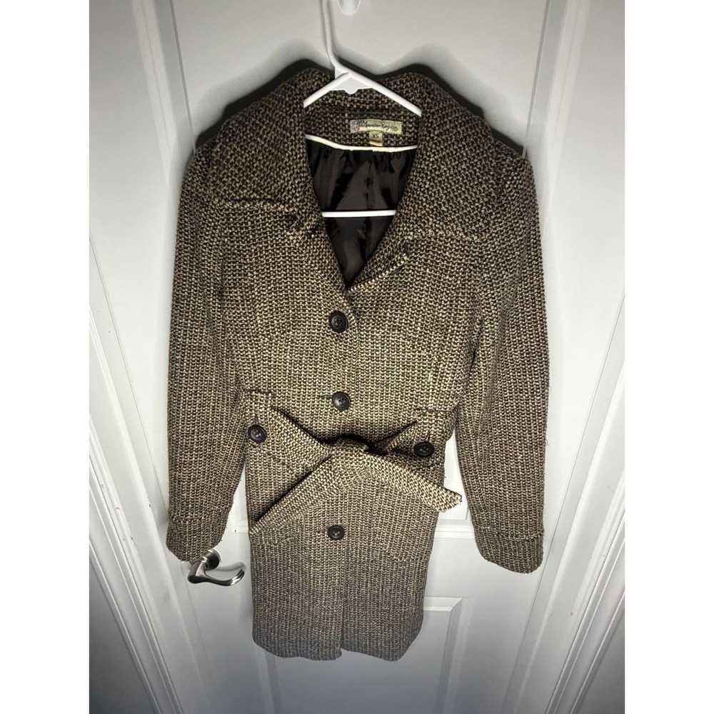 Vintage American Rag‎ Herringbone Tweed Button Down Peacoat Jacket Sz Women's XS
